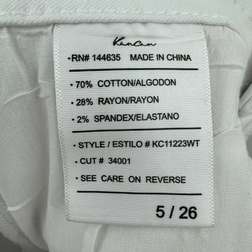 KANCAN White High Rise Distressed Raw Hem Ankle Skinny Jeans Size 5/26